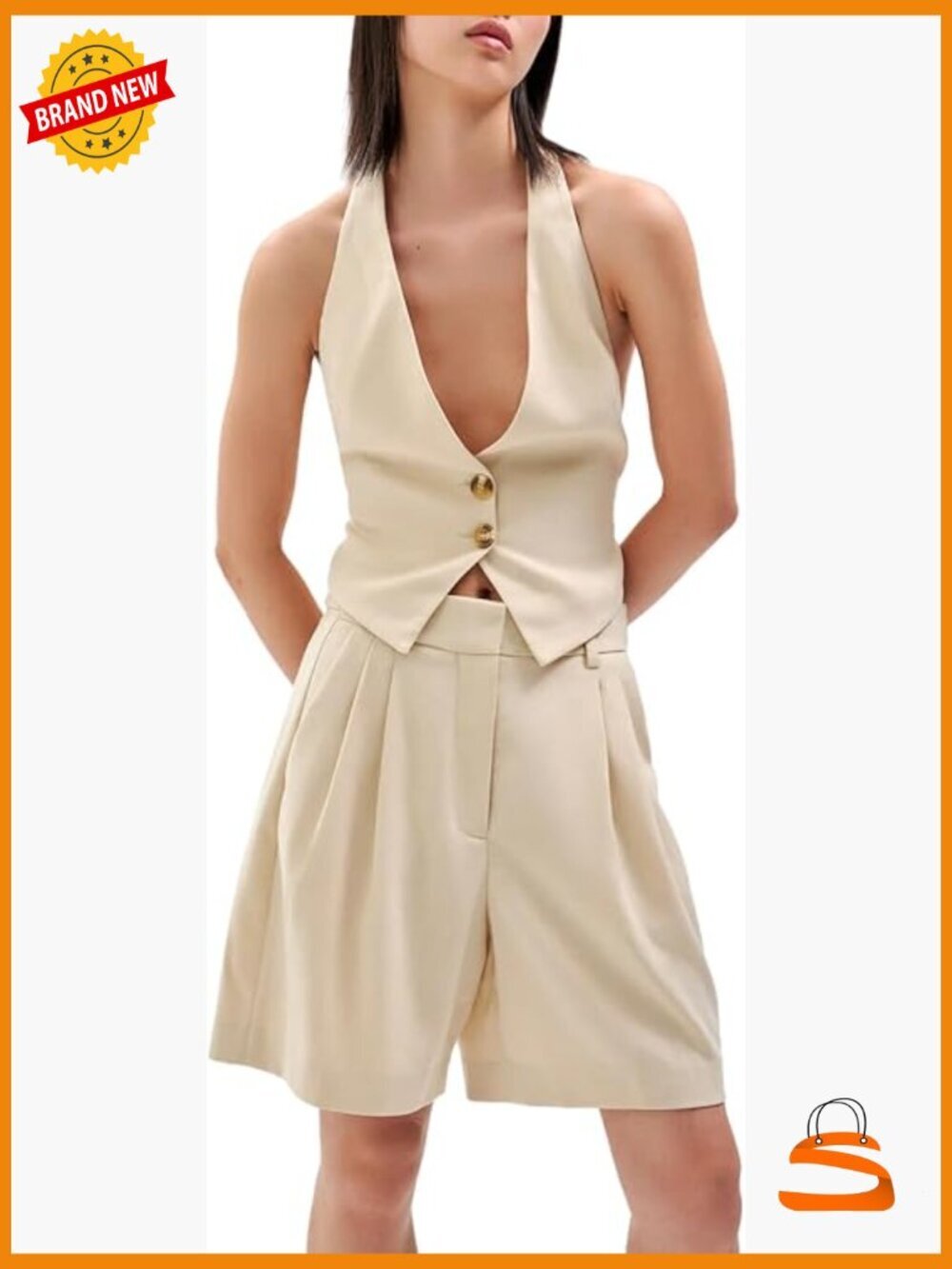 Linen Paperbag Waist Bermuda Shorts Summer Travel
